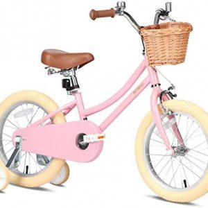 Petimini Girls Bike with Basket for 2-12 Years Old Kids, 12 14 16 18 20 Inch with Bell and Training Wheels, Multiple Colors